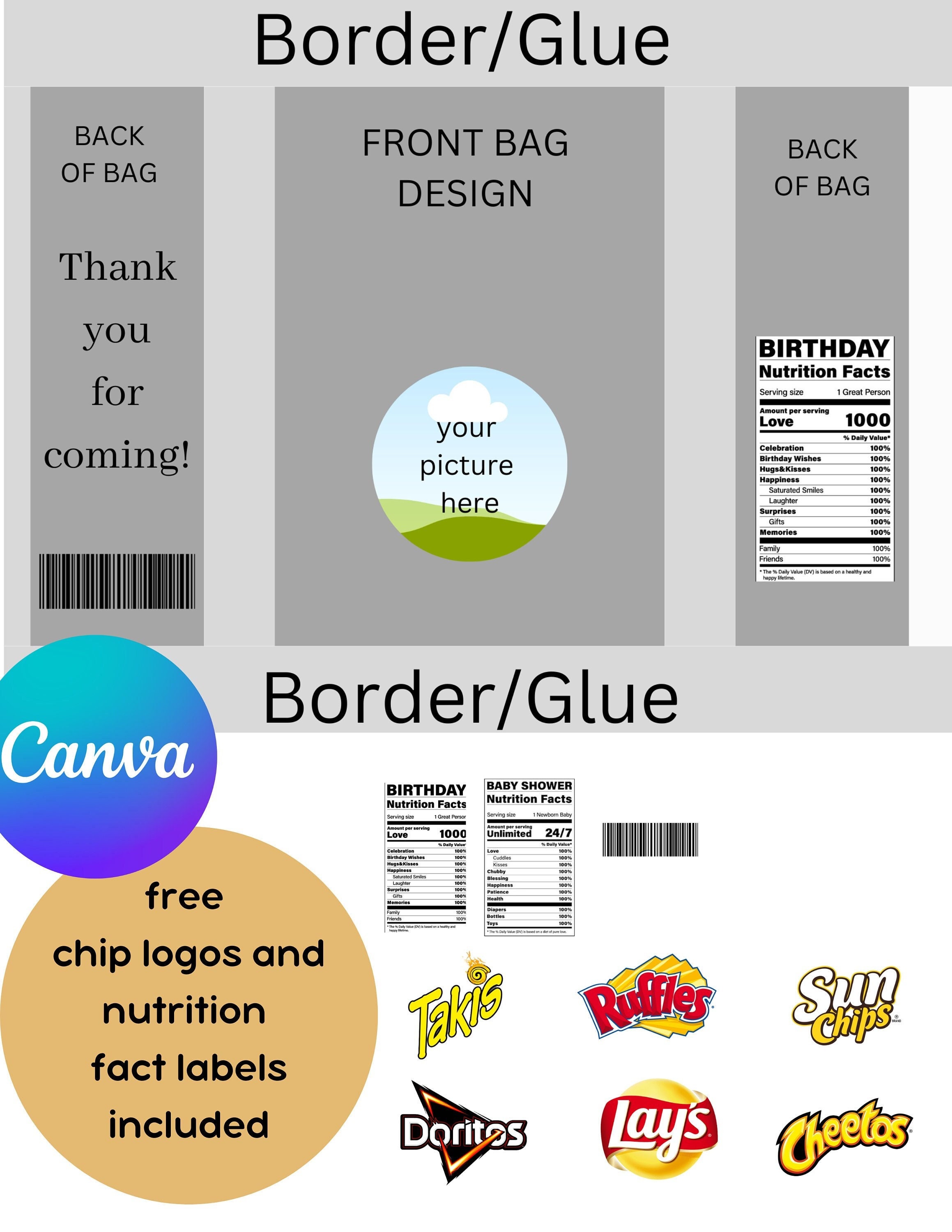 Chip Bag Template Editable Canva Template Free PNG Chip Logos Included Chip Bag Template Editable Canva Template Free PNG Chip Logos Included