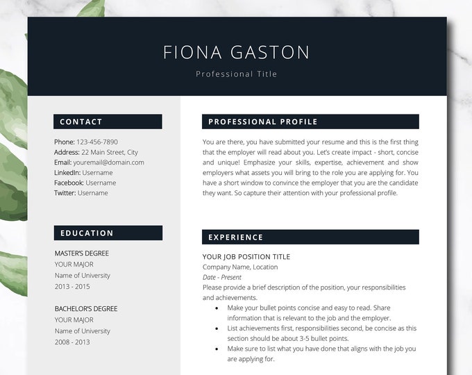 Executive Resume Template | Modern C Level Resume Template for Word ...