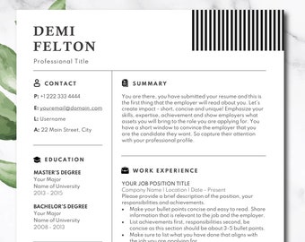 Modern Resume Template for Word, Clean Resume Template, Professional Resume Template for Word, Creative Resume Template, CV Resume Template