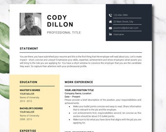 Professional Resume Template for Word, Professional Modern Resume, Clean CV Template, CV Template Word, Resume with Photo, CV with Photo