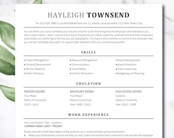 ATS Resume Template, Resume Template Word, CV Template, Resume Template, Resume Design, Simple Resume, Minimalist Resume, Word Resume