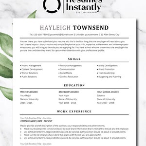 ATS Resume Template, Resume Template Word, CV Template, Resume Template, Resume Design, Simple Resume, Minimalist Resume, Word Resume