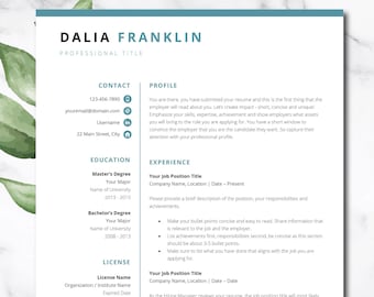 Professional Resume Template for Word, Nurse Resume, Medical Resume, RN Resume, CNA Resume, LPN Resume, Nursing Resume, Registered Nurse