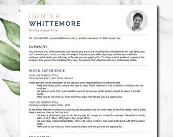 Modèle de CV avec photo, Modèle de CV avec image, CV exécutif moderne propre, Modèle de CV, CV minimaliste, CV MS Word