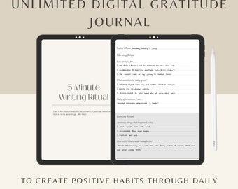 Digital (and Printable) 5 Minute Writing Ritual - a daily gratitude journal with unlimited pages - for GoodNotes, Notability, or printing