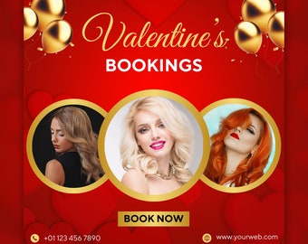 Valentine's Day Booking Flyer: Hairstylist Appointment Template (CANVA)