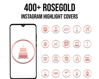 Portadas destacadas de Instagram en oro rosa: más de 400 íconos empresariales (descarga digital)