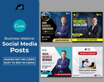 Plantilla de volante para conferencia de negocios: publicación de Instagram para seminario web (Canva)