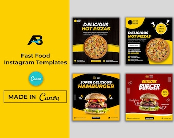 Plantilla de Instagram para restaurante: Publicación de comida rápida en redes sociales (Canva)
