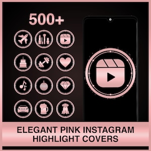 Instagram highlight covers pink, Rose Gold Instagram highlight covers, elegant pink highlights cover for Instagram