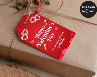 Etiqueta de regalo editable para el Día de San Valentín (Canva)