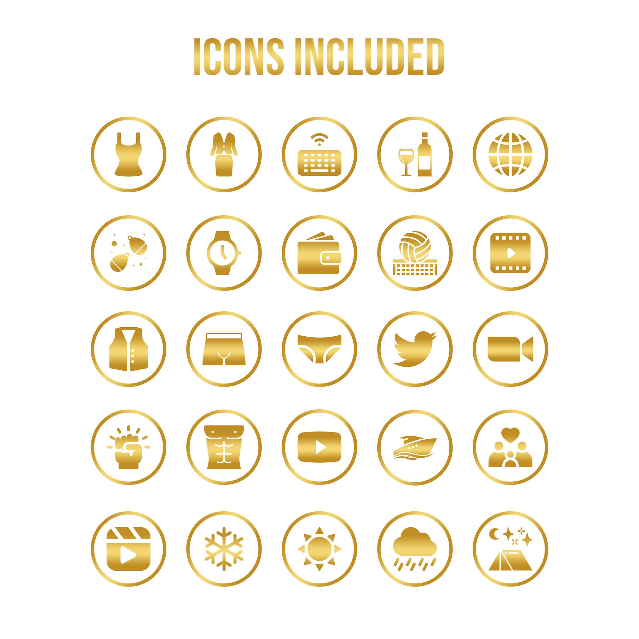 Gold and White Instagram Highlight Covers, Gold Instagram Story Covers