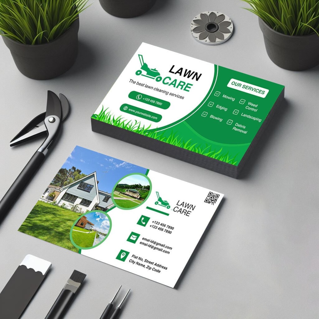 Lawn Care Business Cards Lawn Care Business Card Templates Canva Lawn