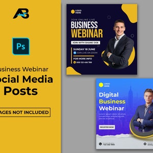 Business Event Flyer, Business Event Invitation, Canva Social Media Template, Social Media flyer, Webinar Template Photoshop