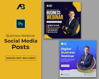 Plantilla para publicación en redes sociales de seminarios web empresariales (Photoshop PSD)