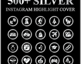 Portadas destacadas de Instagram en plata y negro: más de 500 íconos de historias (descarga digital JPG)