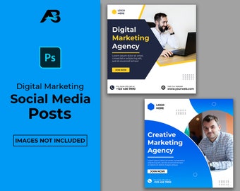 Plantillas para publicaciones en redes sociales de agencias de marketing digital (Photoshop PSD)