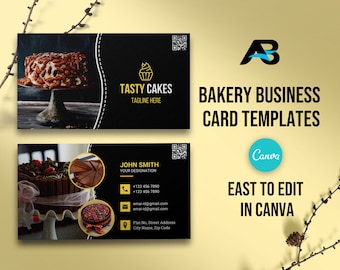 Bakery Business Card Template, Modern Sweets Design (Canva)