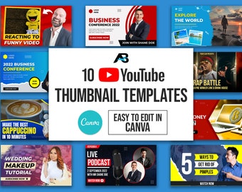 Plantillas de Canva para miniaturas de YouTube: Diseños profesionales (descarga digital)