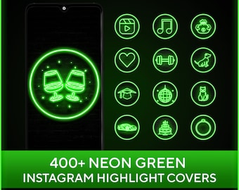Portadas destacadas de Instagram en verde neón, iconos estéticos (más de 400 JPG)