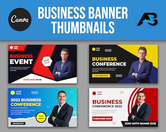 Plantillas de miniaturas de YouTube para empresas de Canva (descarga digital)