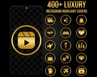 Portadas destacadas de Instagram de lujo en dorado y negro, portada destacada de Instagram dorada, destacado de Instagram dorado de lujo, destacado dorado