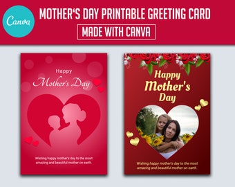 Photo Mother's Day Card Template: Canva Printable (Digital Download)