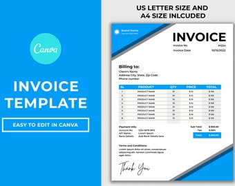 Plantilla elegante de factura comercial: Formulario de pedido imprimible en Canva (descarga digital)