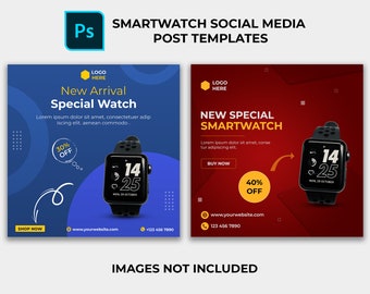 Plantilla para redes sociales de venta de relojes inteligentes / Photoshop (Descarga digital)