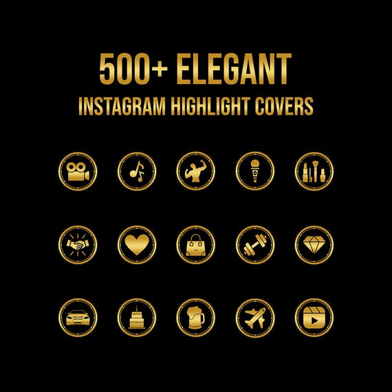 Gold and Black instagram highlight covers for your business brand or personal brand. Minimalism social media icons. Digital Product.
