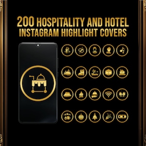 Hospitality and Hotel Golden Black Instagram Highlight Covers, Hotel Instagram Covers, Instagram Highlight Cover Pack