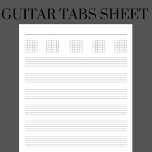 Druckbare Gitarre TAB Notenblätter | Blank Tabulatur Papier | Digitaler Download