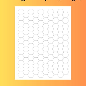 May include: A white sheet of paper with a grid of black hexagons. The paper is large and has a white border. The background is a gradient of orange and yellow.