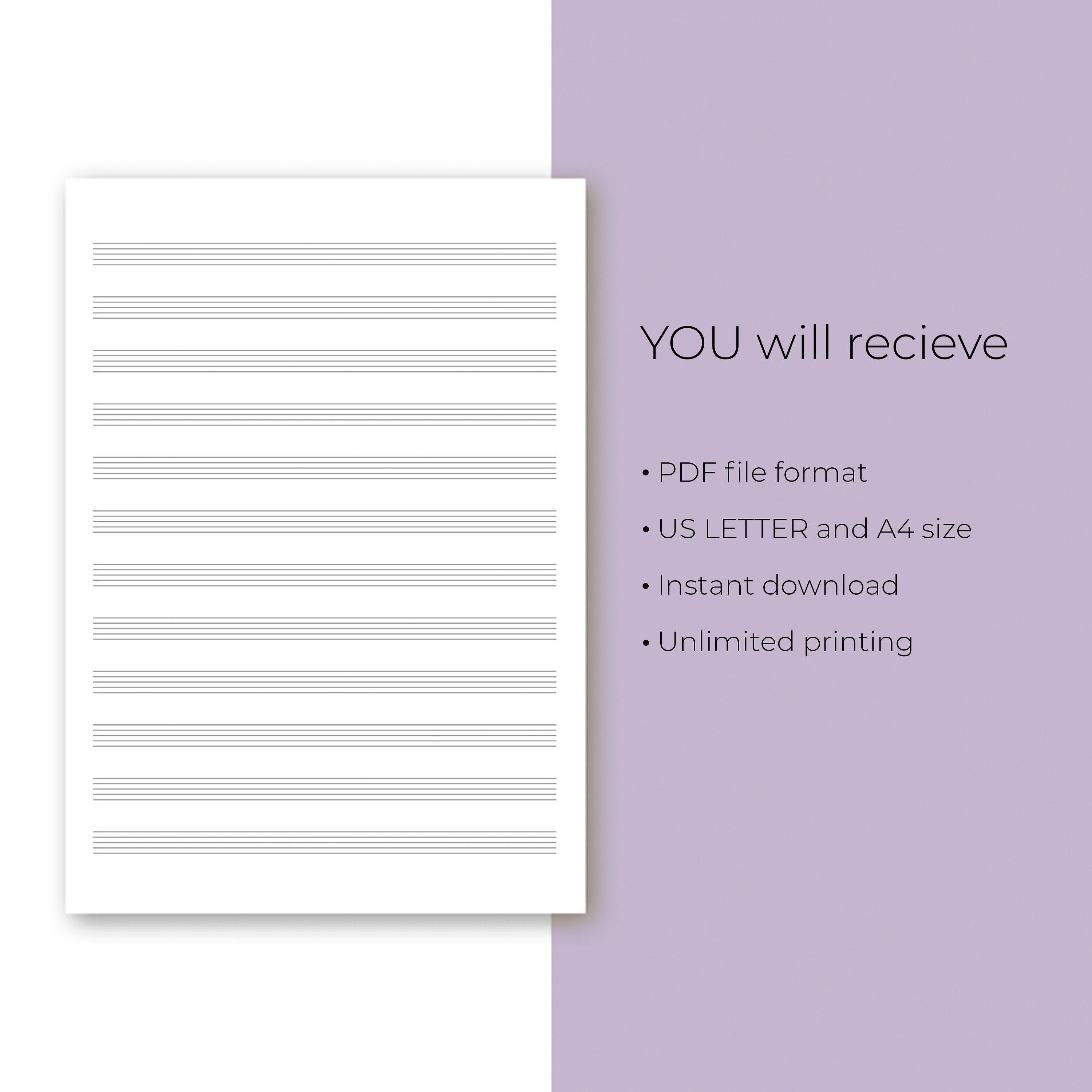 Professional Sheet Music for Musicians | 8.5" X 11 (A4) Size | Blank ...