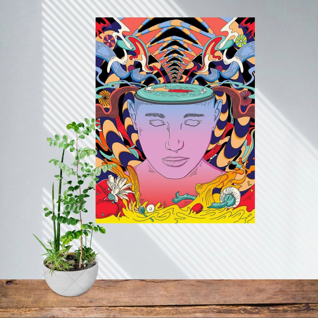 Psychedelic Trippy Wall Print A0A1A2A3A4A5 Poster Room Etsy