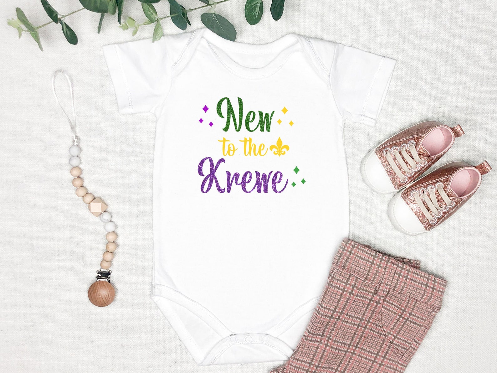 mardi gras baby onesie