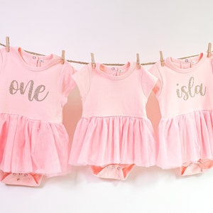 Personalized Baby Tutu Dress, First Birthday Outfit Girl, Baby Girl Gift, Pink Baby Tutu Romper, Baby Princess Dress, Birthday Photoshoot