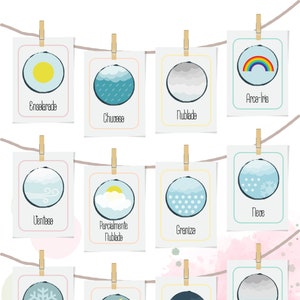 Flashcards météo - Portugais | Flashcards imprimables | Activité Montessori | Fournitures préscolaires | Matériel d'apprentissage pour enfants | Documents PDF