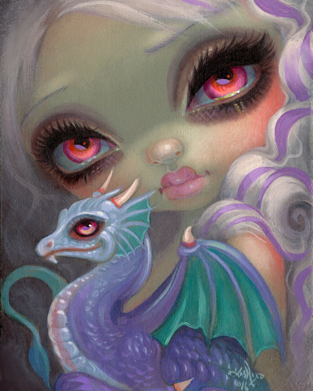 Jasmine Becket-Griffith Kunstdruck Violet Icing, Großaugen Mädchen ...