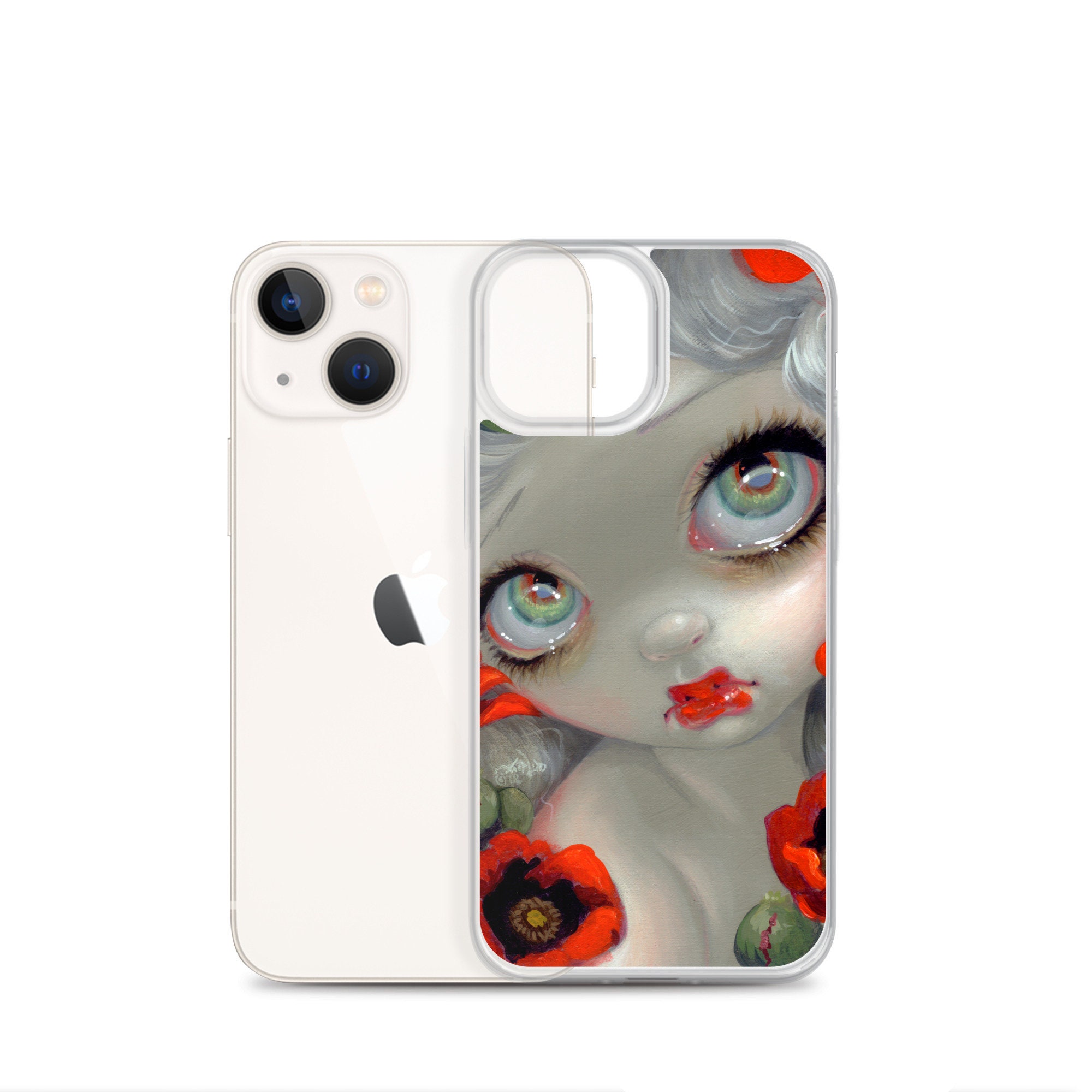 Poppies on Green Clear Case for iPhone® by Cases by Kate