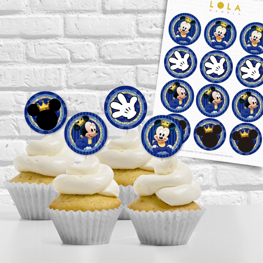 Mickey Cupcake Topper, Printable Mickey Bday Party, Birthday Supplies