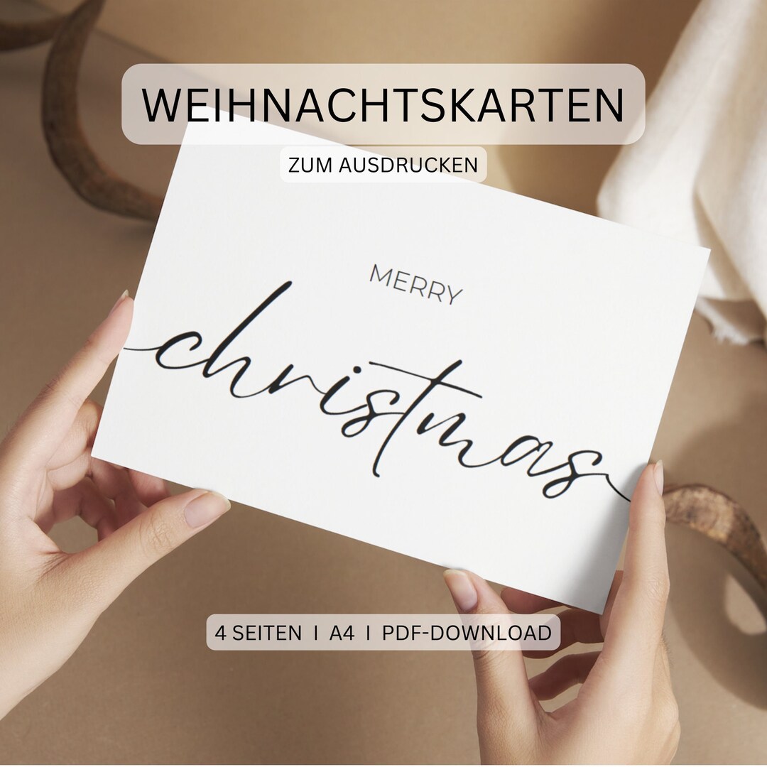 Minimalistische Weihnachtskarten Zum Ausdrucken I 4 Motive I Etsy