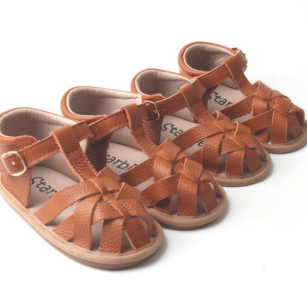 Brown Soft-Sole Sandals, Toddlers Sandals, Non-Slip Toddler Sandals, Baby Girl sandals leather sandals