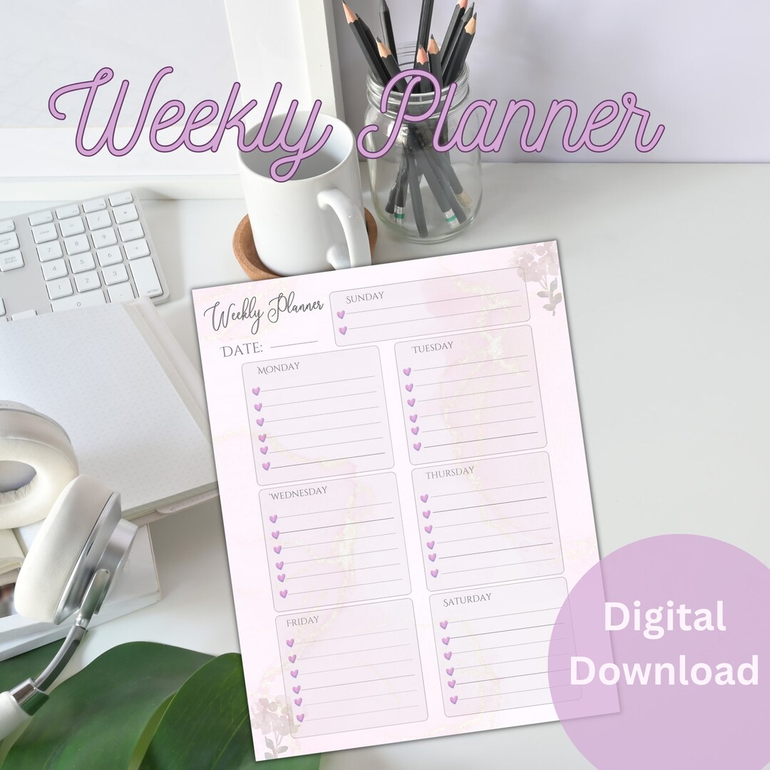 Weekly Planner Printable Planner for Home Office Gift for Girl Boss ...