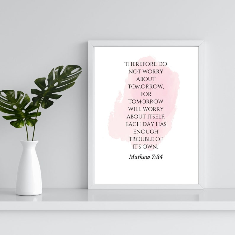 Scripture Verse Wall Art Printable Matthew 734 Don't Worry Faith Based