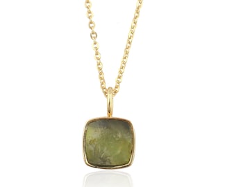 Raw Minimalist Moldavite Necklace, Gold Vermeil Authentic Meteorite Necklace, Genuine Moldavite, Healing Stone, Moldavite Necklace Gold