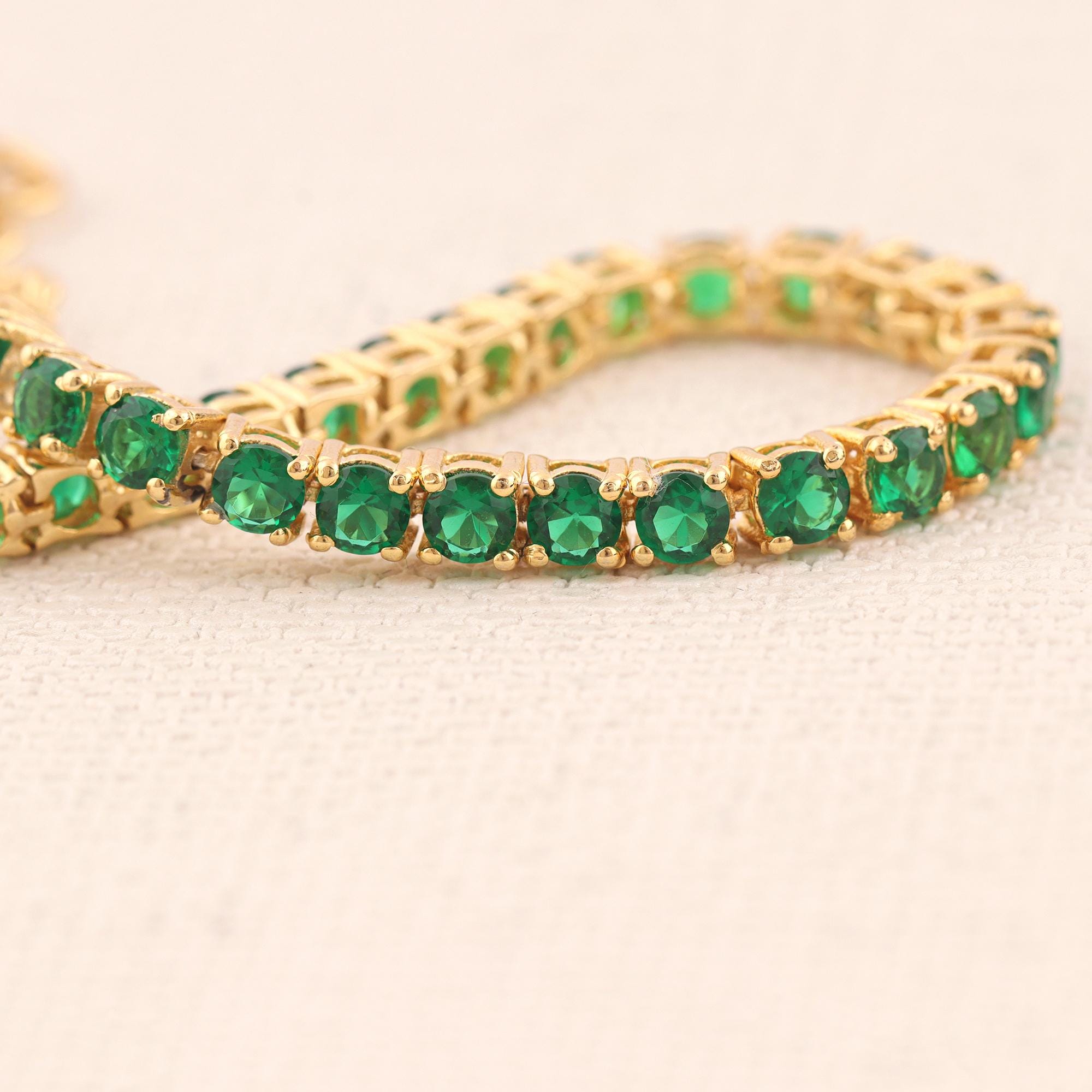 Emerald Bezel Tennis Bracelet, Vintage Green Choker Necklace, Art Deco Jewelry, Dainty Necklace, Unique Jewelry, Gift For Women