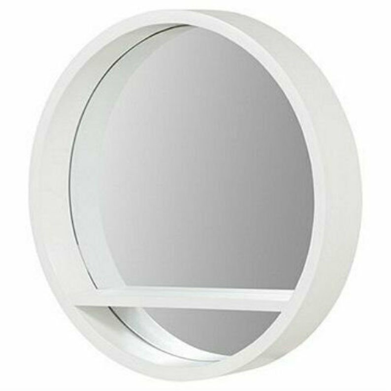 White Round Mirror With Shelf Wall Mounted Porthole Bathroom Etsy