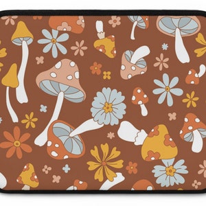 Mushroom Laptop Bag, Retro Laptop Case, Hippie Laptop Sleeve, iPad Tablet Cover, Padded Computer Bag, Computer Bag, Laptop Sleeve