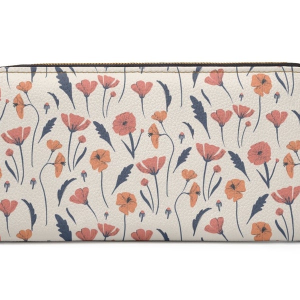 Elegant Wallet, Floral Wallet, Flower Wallet, Floral Clutch, Poppy Wallet, Women Wallet, Cardholder Wallet, Poppy Flowers,Cute Floral Wallet